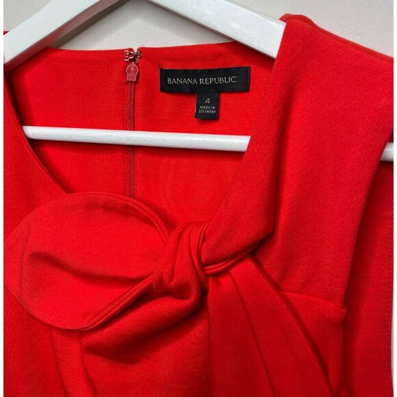 Banana Republic Dress Women Sz 4 Orange Sheath Sleeveless Work Stretch Solid - Picture 7 of 12